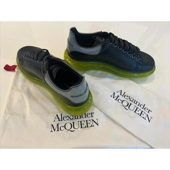 $890 Alexander McQueen Oversized Low Top Clear Green, Black Leather Sneakers 41 main image 5